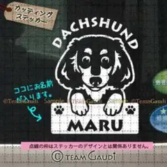 ダックスフンド No.7　名前入 カッティングステッカー　ブラックタン　シール
