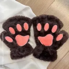 猫の手 手袋 ブラック にゃんこ 肉球 デザイン 手袋 コスプレ 防寒 ネコ22