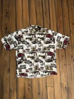 90s開襟コットンシャツ　柄物　アメカジ