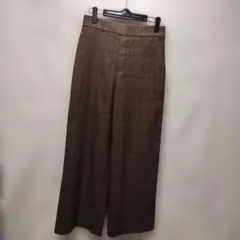 ユニクロ チェック柄 ワイドパンツ ウェストゴム入りMサイズ