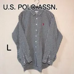 【美品】U.S. POLO ASSN. ギンガムチェック 長袖シャツ Lサイズ