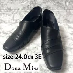 【極美品】Dona Miss レザーウェッジソールシューズ ブラック24cm3Eのサムネイル