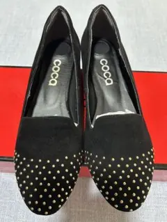 coca　ゴールドスタッズシューズ　黒　23.5EE　新品未使用