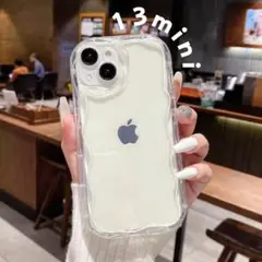 iPhone13miniケース うねうね クリア なみなみ 人気 透明 ウェーブ