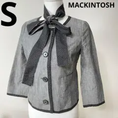 【極美品】Macintosh リネン　水玉　ジャケット　ドット　リボン付き