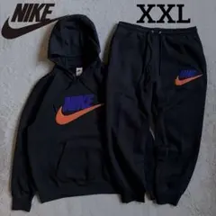 新品 ナイキ ロゴ刺繍 セットアップ 上下セット ブラック オレンジ XXL