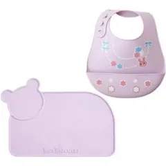 【美品】食事エプロン　ミキハウス ホットビスケッツ　スタイ＆マットセット　女の子