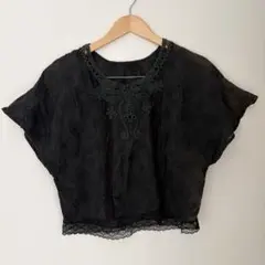 SHIPS シップス 半袖 レース ブラウス ブラックのサムネイル