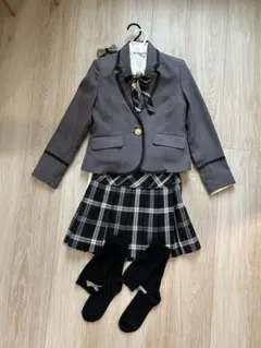 グレー フォーマルスーツ チェック柄スカート　おまけ付き