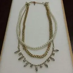 未使用☆ビジュー付き三連ネックレス☆