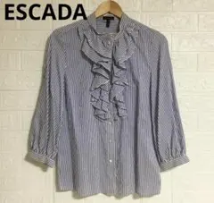 ESCADA ストライプ フリル 長袖 ブラウス　エスカーダ　ボーダーのサムネイル