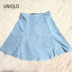 ユニクロ デニムフレアミニスカート ライトブルー ウエストゴム