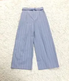 MAYSON GREY ストライプ ワイドパンツ ベルト付き ライトブルー XS