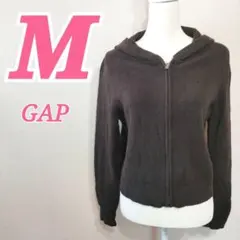 GAP ブラウン ジップアップパーカー M　ニット　ナチュラル　カジュアルコーデ