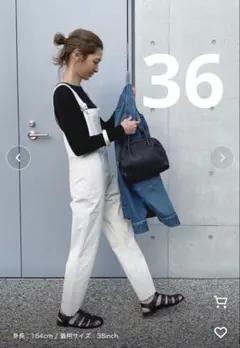 美品todayful コットンスリム サロペット 36 ホワイト アイボリー 白のサムネイル