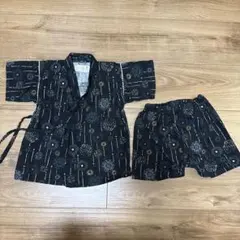 黒色花火模様 甚平とショートパンツセット