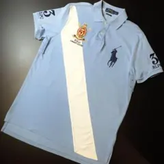 希少 ポロラルフローレン　クラシック スカイブルー ビッグポニー刺繍ポロシャツL