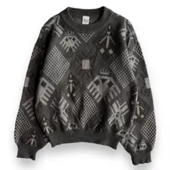 90s 00s modigliani 総柄 デザイン ウール ニット セーターのサムネイル