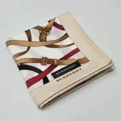 未使用☆Burberry バーバリー ハンカチ 綿 ベージュ ブラウンベルト柄