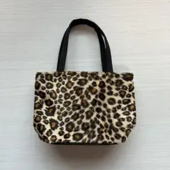 【美品】ヒョウ柄ファー風ミニハンドバッグ