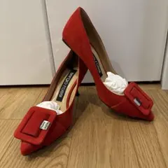 sergio rossi レッド スエード パンプス　36 1/2