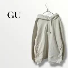 GU ジーユー　ホワイト フード付きパーカー Mサイズ　メンズ　無地