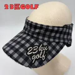 【23区GOLF】サンバイザー チェック柄 ロゴ刺繍 裏ボア 防寒　帽子のサムネイル
