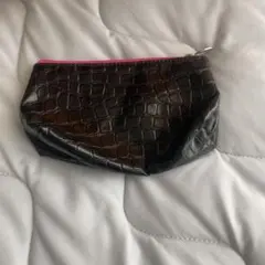 ブラック クロコダイル風ポーチ
