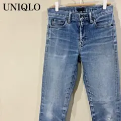 も*り様 ユニクロ スリムフィットジーンズ セルビッジ ダメージ ストレートデニ