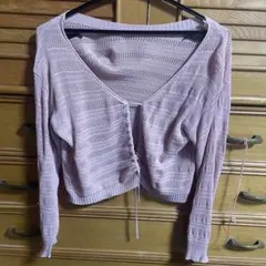 ピンク カーディガン 長袖 ボレロ　レディース　M