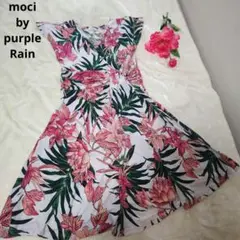 【かわいい☆moci by purple Rain】白　花柄ワンピース