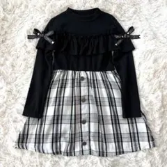 ドッキングワンピース チェック 女の子 130