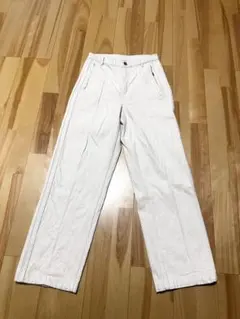 【adidas】ホワイト ワイドパンツ 28inch