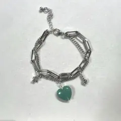 ブレスレット　グリーン石　ウィッシュコア　y2k 森ガール　古着　アンティーク