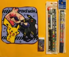【４点セット】ポケモン スーパーマリオ プチタオル 文房具 セット
