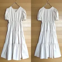 【タグ付き新品】2ウェイ ティアードマキシワンピース ピンクベージュ 量産型