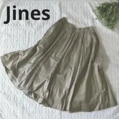 Jines ジネス★フレアスカート カーキ ウエストゴム フリーサイズ 膝丈のサムネイル