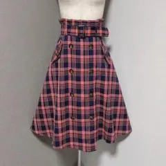 セシルマクビー チェック ベルト アシメ スカート