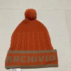 ARCHIVIO オレンジ ニット帽 ポンポン付き