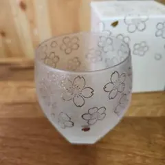 桜模様のガラスグラス 箱付