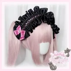 ♡ No.12 小悪魔ドットリボン 編み上げリボンヘッドドレス v pink ♡