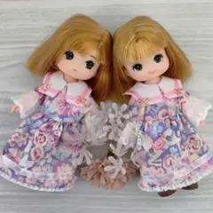 ミキちゃんマキちゃんユニコーン柄 ピンク×紫×白 花柄ドレス2点セット