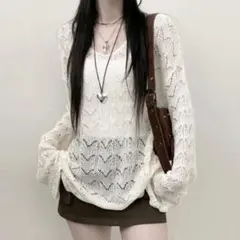 SHEIN Vネック長袖シャツ