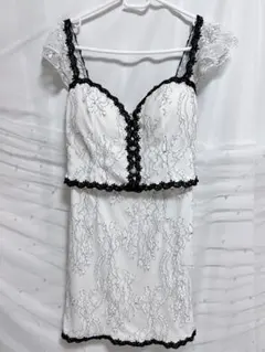 レース装飾付きタイトフィットドレス訳あり