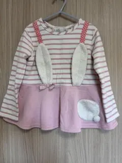 BABY CHEER うさぎ耳付き長袖カットソー