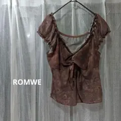 ROMWE レースフリル付きシアーカットソー