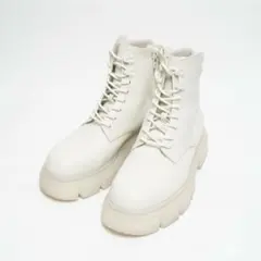 【未使用級】ZARA シアーチャンキーブーツ サイドジップ レースアップ 26