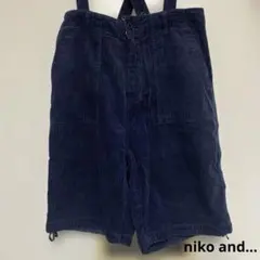 ニコアンド　コーデュロイ　キュロット　ハーフパンツ　ネイビー　サイズ③(M)