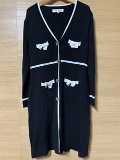 Ｓuper Ｂeauty ワンピース型　ロングカーディガン　黒　サイズ40
