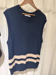 ikka ネイビー ノースリーブベスト M